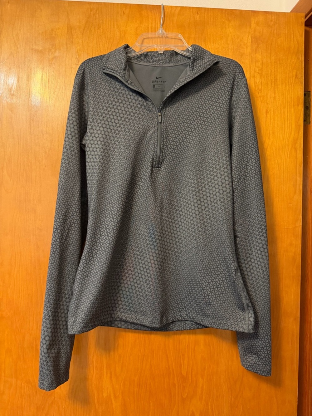 Nike Gray Patterned Dri-FIT Zip Pullover Long Sleeve Size M